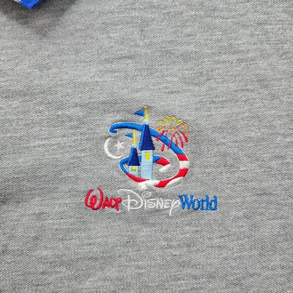 Walt‎ Disney World Polo Shirt Mens XL Gray Short Sleeve Embroidered Casual - Picture 3 of 7